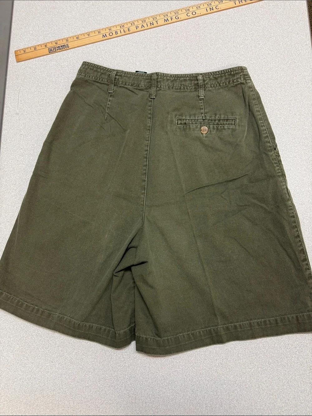 Vintage Y2K‎ Hunt Club Olive Green Pleated Chino Walking Shorts Size 10